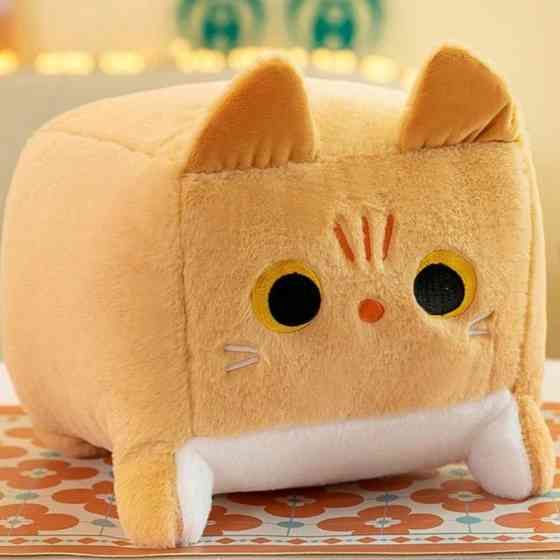 ПЛЮШЕВА ПОУШКА 20 см ТАЛАСМІН КВАДРАТНИЙ КУДЛ КОТЕНКА 20 СМ рудій Київ