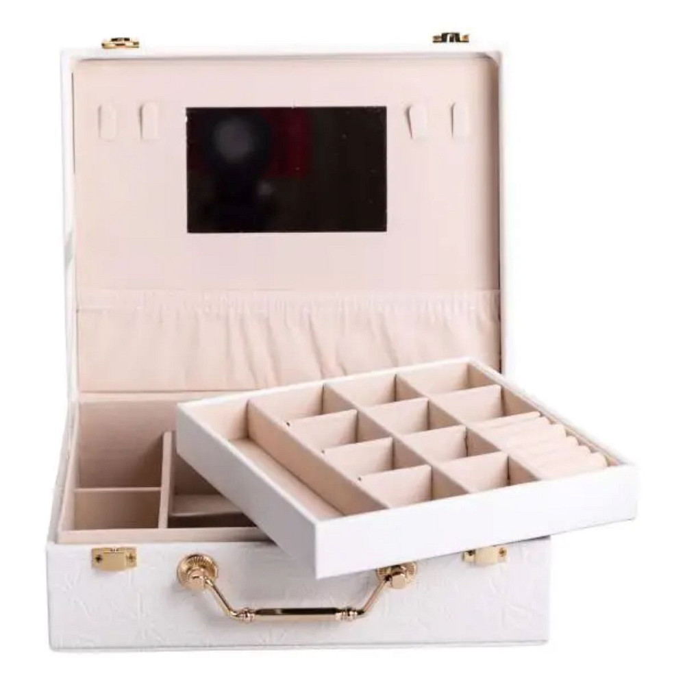 Скринька для прикрас з еко шкіри 2 яруси із дзеркалом органайзер для ювелірних виробів HP-5-15W Коломия - фото 3