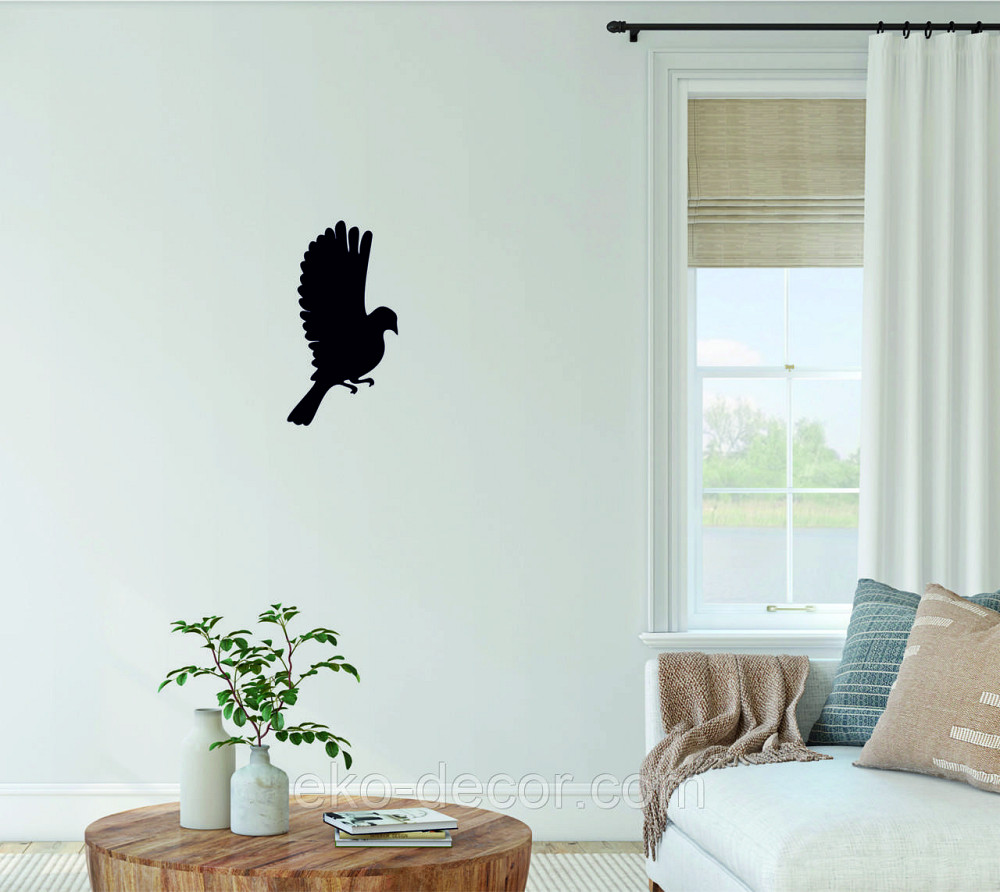 Декоративное настенное Панно «Птичка» Декор на стену(цена за 1шт) 30*16 см, Черный Киев - изображение 4