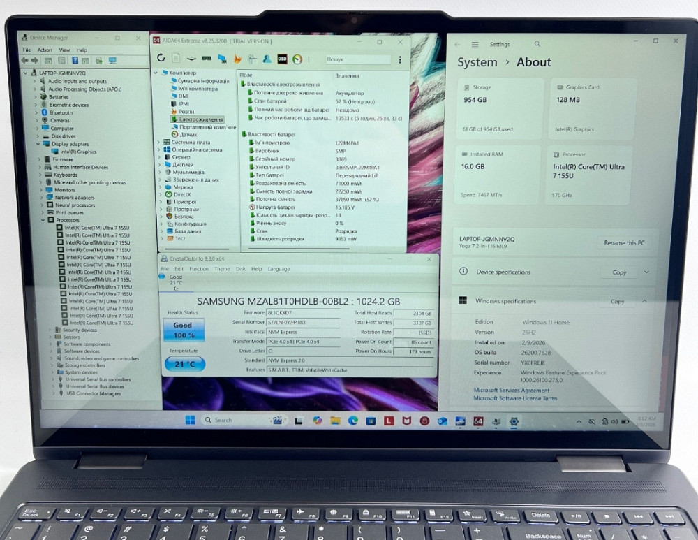 Cенсорний Lenovo Yoga 7 2в1 16IML9 Ultra 7 155U 16GB 1TB SSD Гарантія. Харків - фото 7