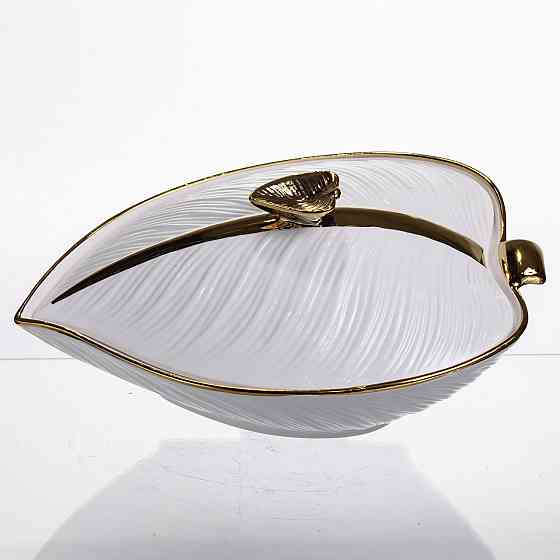 Супниця 800 (мл) каструля 26×18×14 (см) з кришкою Білий з золотом Київ