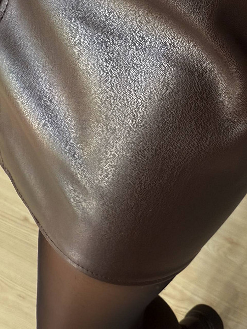 Cпідниця жіноча Gritana 878 з еко-шкіри коротка трапеція коричнева, коричневий, XL Київ - фото 19