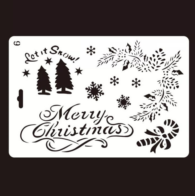 Трафарет для нового года Merry Christmas 17 на 26 см серый Киев - изображение 1