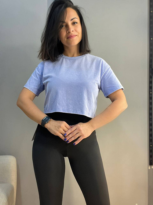 Футболка женская A-N 2308 вареная тай-дай короткая широкая кроп-топ one size сиреневая, сиреневый, one size Киев - изображение 10