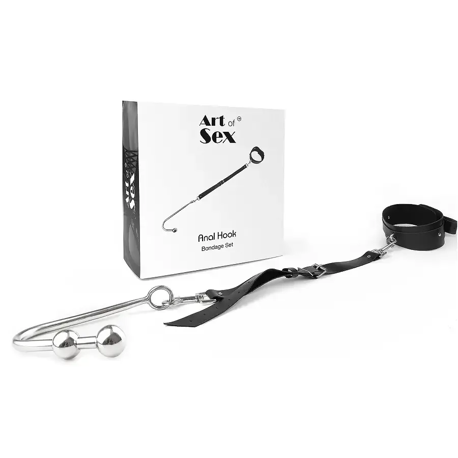 Анальний гак 3 із нашийником з натуральної шкіри Art of Sex - Anal hook, Чорний Львов - изображение 2