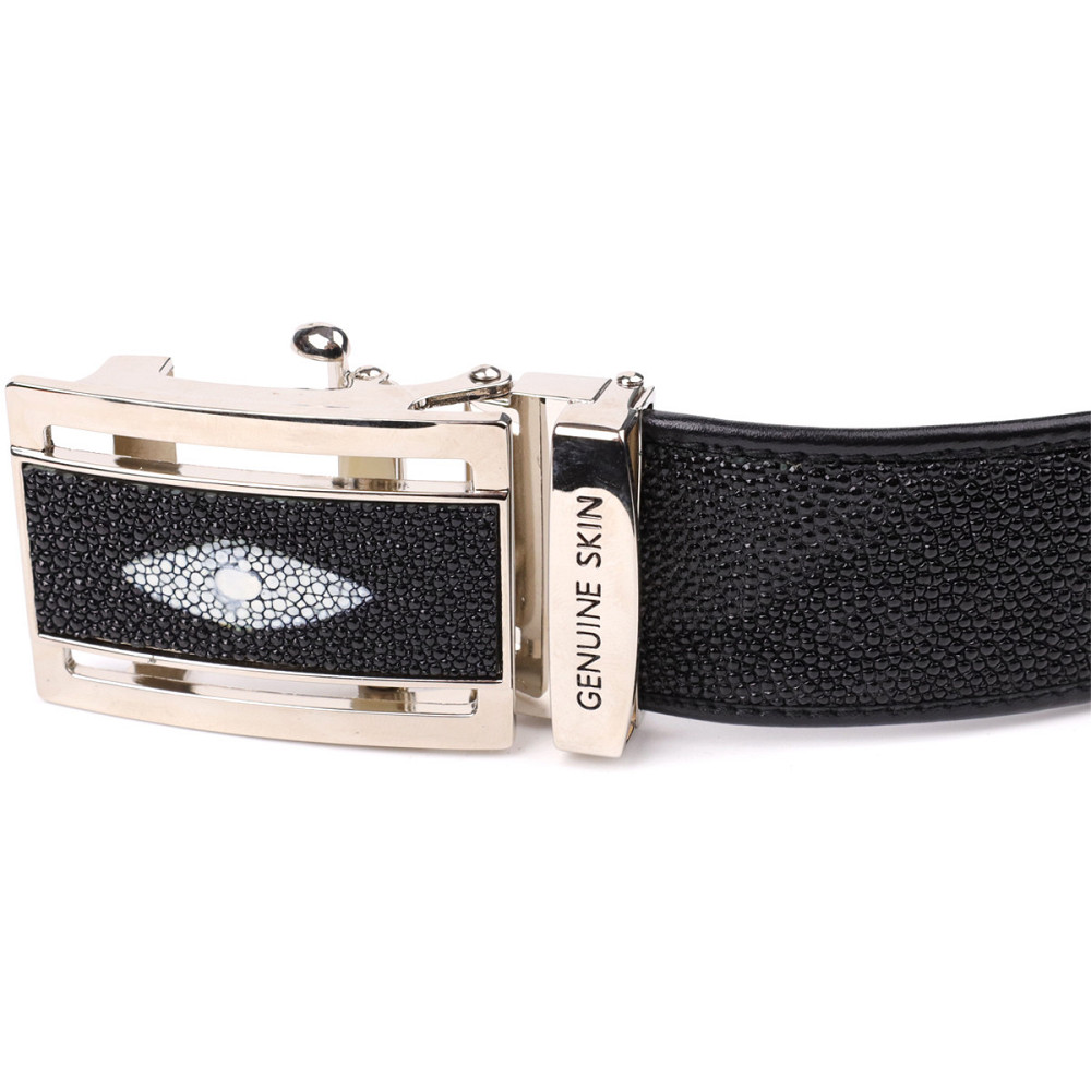 Ремень-автомат STINGRAY LEATHER 18203 из натуральной кожи морского ската Черный Киев - изображение 9