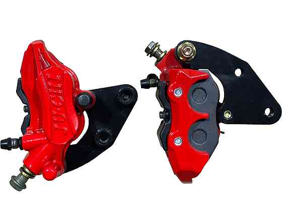 Суппорт тормозной (дисковый) скутер китай 4 т 50/150 (задний двухпоршневой, тюнинг) (красный) Мукачево