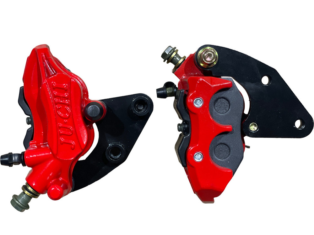 Супорт гальмівний (дисковий) скутер китай 4 т 50/150 (задній двопоршневий, тюнінг) (червоний) Мукачево - фото 1
