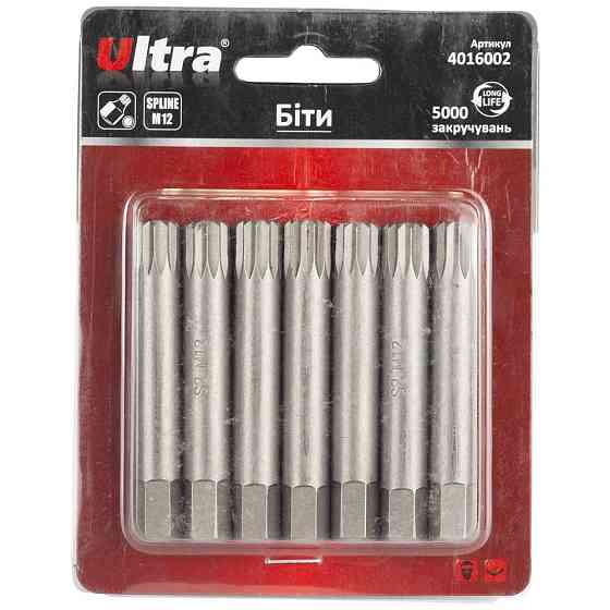 Ultra Биты Spline M12×75мм 10мм 7шт S2 (блистер) ULTRA (4016002) Київ