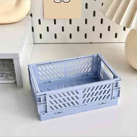 Пластиковий органайзер, складний кошик для зберігання, контейнер з ручками, 15×9.8×5.7см, колір блакитний Кам'янець-Подільський