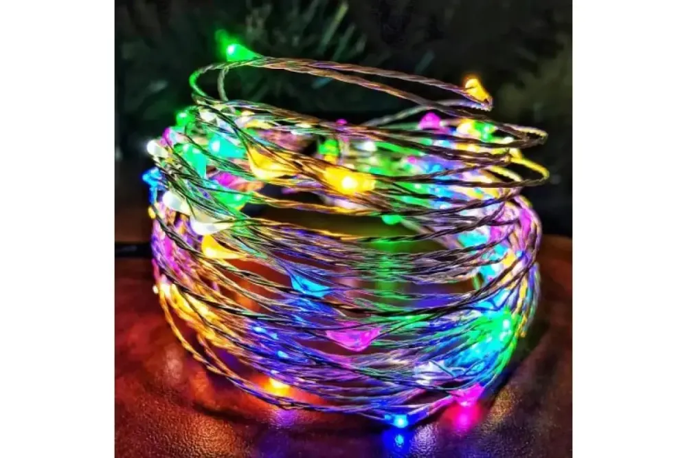 Гирлянда нить Роса от USB, 50м, 500LED МУЛЬТИК / Светодиодная новогодняя гирлянда Коломыя - изображение 4