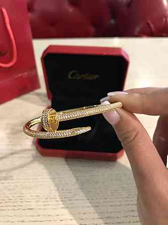 Cartier браслет гвоздь в лимонном золоте с мелким цирконием / Картье браслет гвоздь с мелкими камнями Одесса