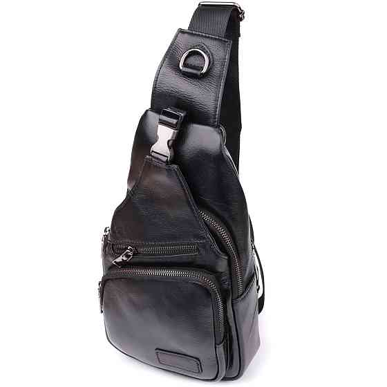 Чоловічі сумки через плече з натуральної шкіри Чорний (Vintage) Київ