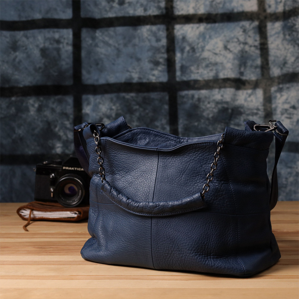 Сумка на кожен день з натуральної шкіри Vintage 22988 Синій Київ - фото 10