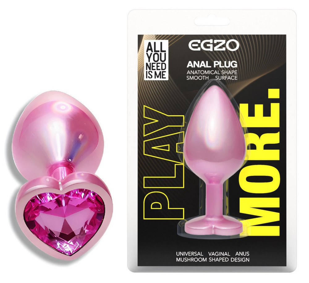 Анальна пробка з кристалом EGZO - Pink Perl Heart Plug Rose, size S Sex Aura Київ - фото 1