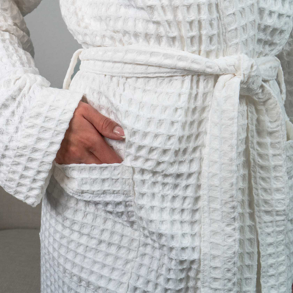 Вафельный халат женский воротник стойка с длинным рукавом YouStar 100% хлопок 380 г/м2 (Белый) S Сумы - изображение 9