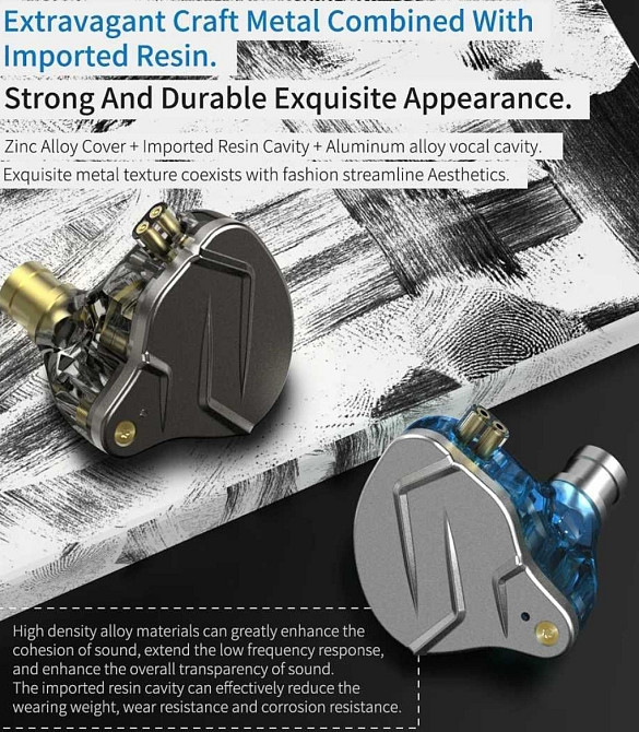 [KZ ZSN Pro] Навушники гібридні арматурні [1DD + 1BA] з мікрофоном. Киев - изображение 2