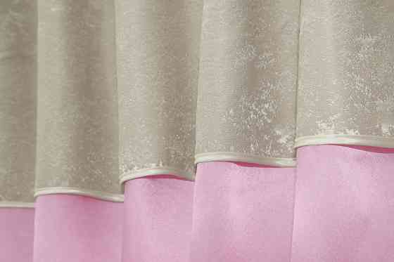 Кухонные шторы VR-Textil № 073к с ламбрекеном и подхватами розовый с серо-бежевым 270х170 см (52-0292) Киев