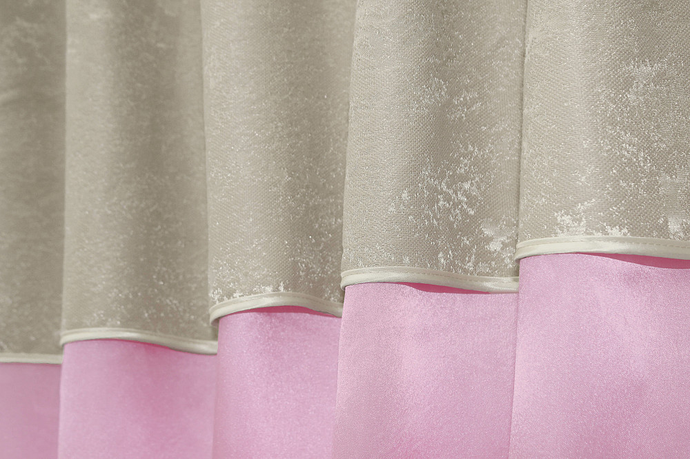 Кухонные шторы VR-Textil № 073к с ламбрекеном и подхватами розовый с серо-бежевым 270х170 см (52-0292) Киев - изображение 5