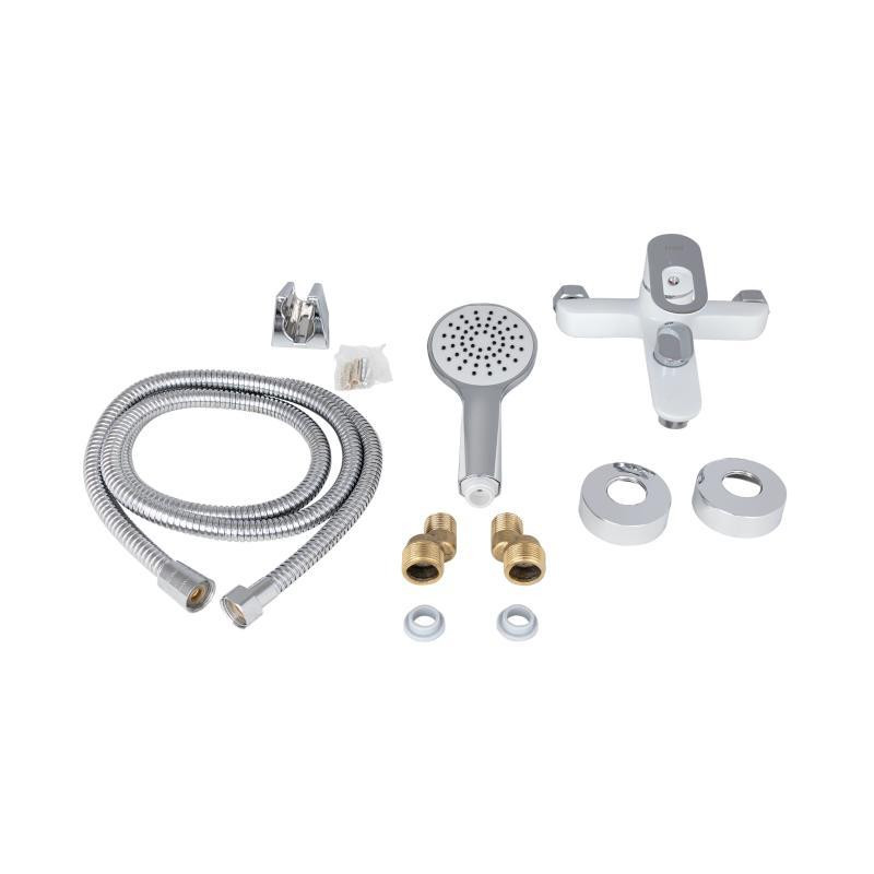 Змішувач для ванни з душовим гарнітуром Lidz Latwa 006 білий/хром Київ - фото 6