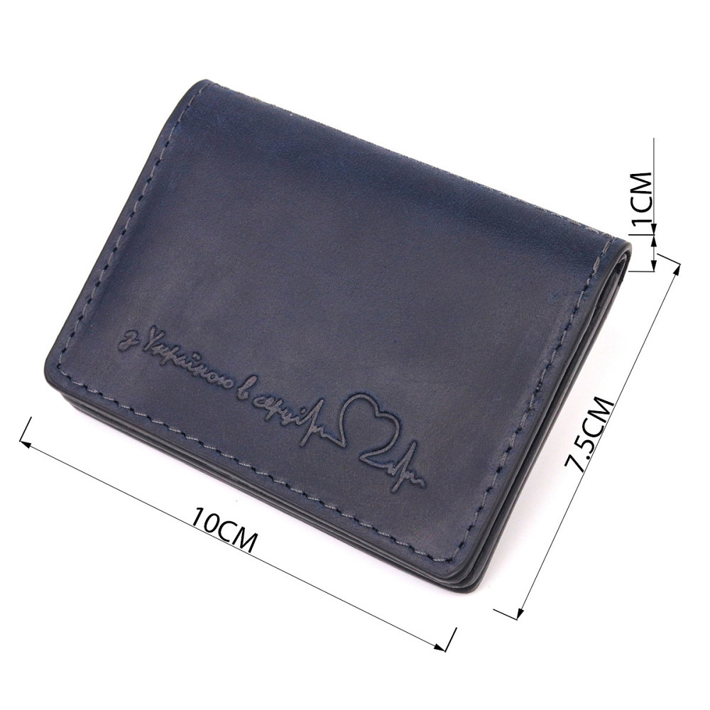 Практична обкладинка на автодокументи у вінтажній шкірі Серце GRANDE PELLE 16714 Синій Київ - фото 8