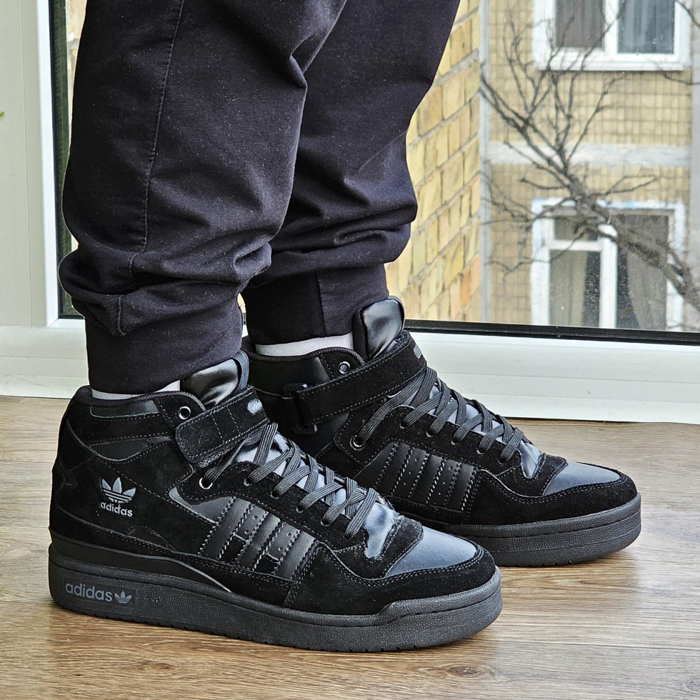 Высокие Зимние Кроссовки Adidas Forum с МЕХОМ Черные Мужские Ботинки Адидас (размеры: 43,44,45) Днепр - изображение 5