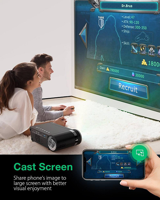 Новинка проєктор Blitzwolf BW-VP8 — 5500 Lumen, Wi-fi, Bluetooth Київ - фото 5