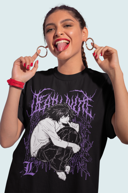 Футболка для хлопчика з аніме принтом Зошит смерті оверсайз (зріст від 165 до 180) Чорний AnimeJ0729m Дніпро - фото 2