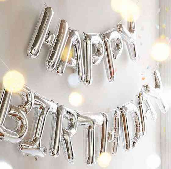Срібло Happy Birthday фольговані кулі Київ