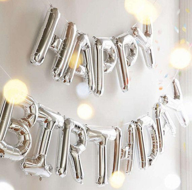 Срібло Happy Birthday фольговані кулі Київ - фото 1