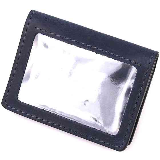 Практичная обложка на автодокументы в винтажной коже Сердце GRANDE PELLE 16714 Синий Киев