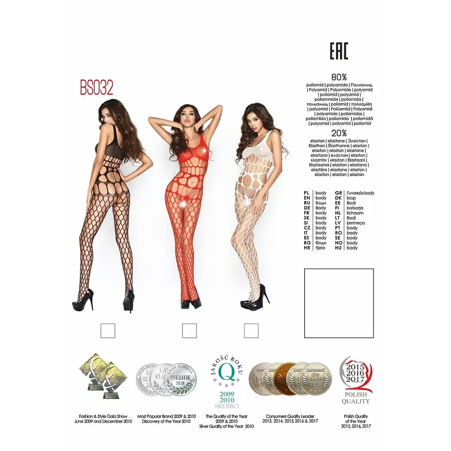 Бодістокінг Passion BS032 white, комбінезон, топ і велика сітка Львів - фото 5