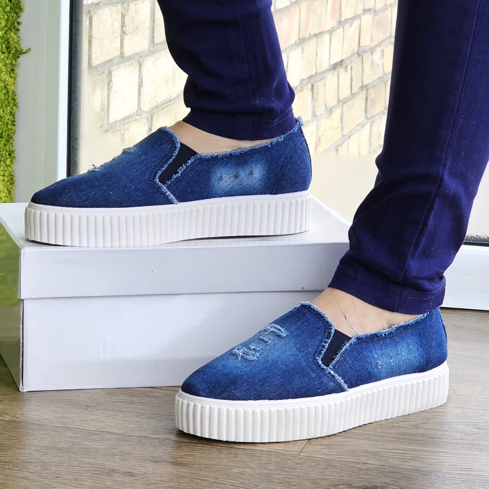 Женские Джинсовые Слипоны Мокасины на Высокой Толстой Подошве (размеры: 36,37,38) - 211 Днепр - изображение 10