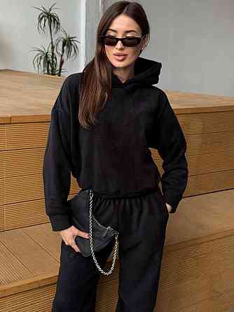 Флісовий жіночий костюм з капюшоном Чорний 42/46 Харків