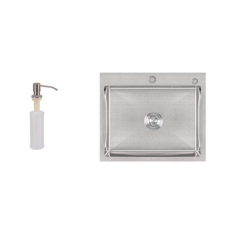 Кухонная мойка с нержавеющей стали H60х50 3.0/1.0 мм Brush с дозатор для моющего средства Киев - изображение 1
