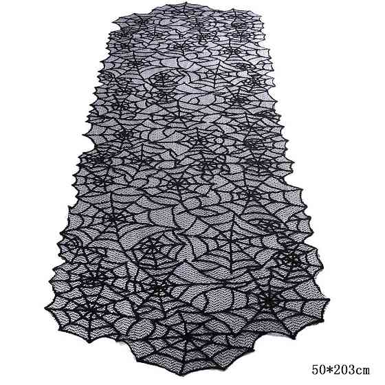 Скатерть на Хэллоуин Паутина 203 на 50 см черный Киев