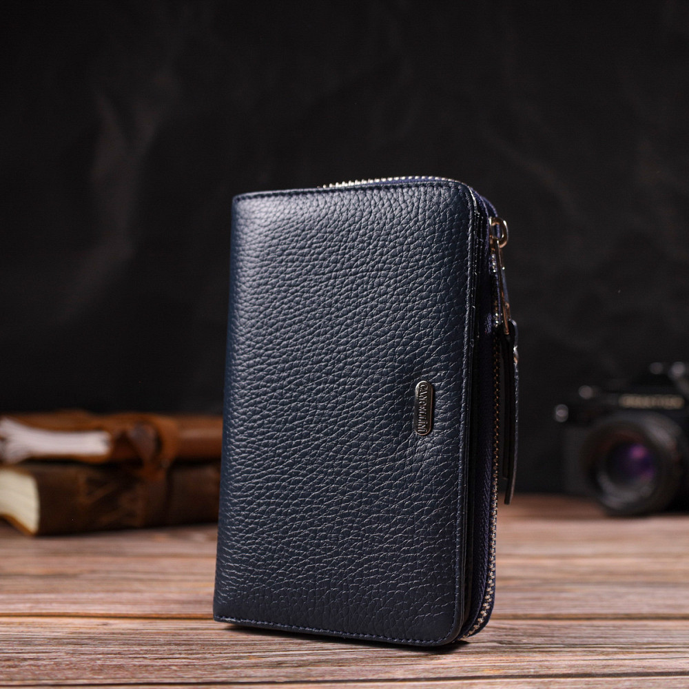 Практичное женское портмоне среднего размера из натуральной кожи CANPELLINI 21715 Синее Киев - изображение 3