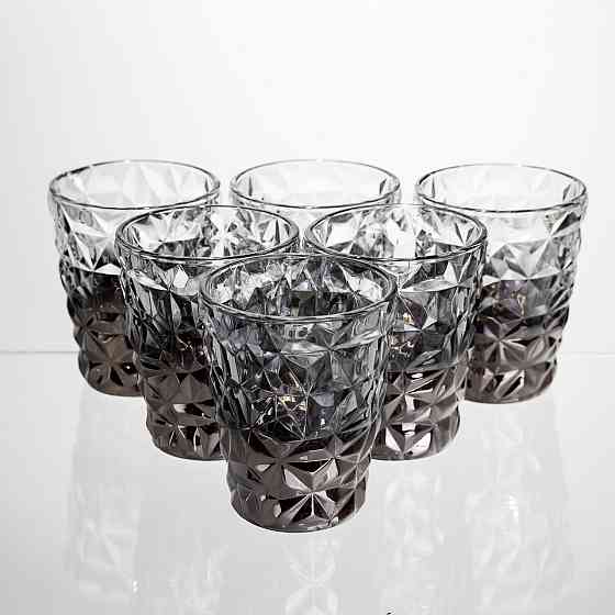 Набір склянок 6 штук 250 мл для лимонадів соку води коктейлів склянки скляні для напоїв Сірий HP-19-184 Коломыя