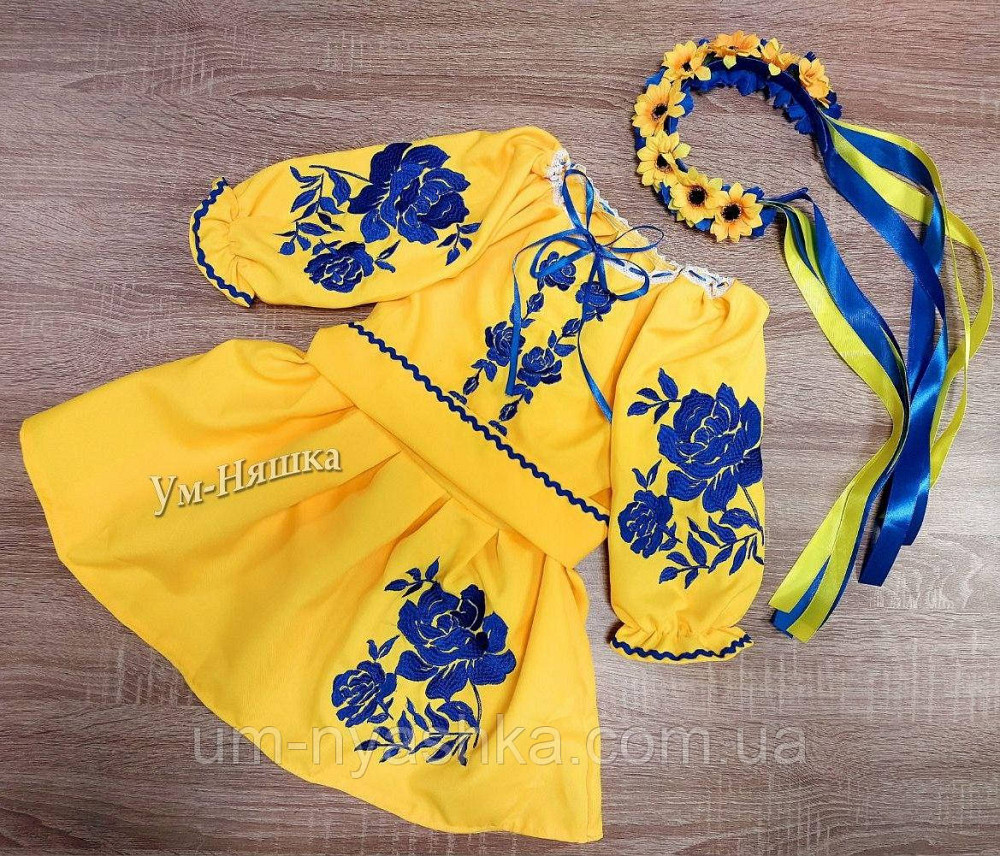 Сукня вишиванка жовто-синя Троянда жовто-синя Кривий Ріг - фото 5