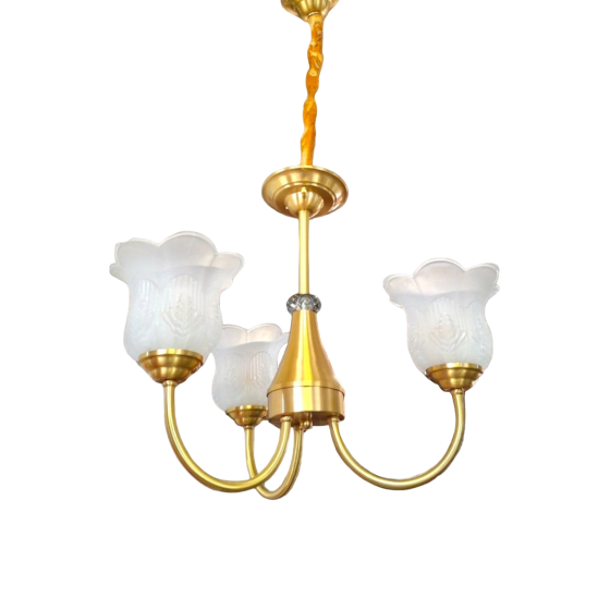 Светодиодная люстра Тюльпанчик 6336 (Золотая) 3 плафона Винница