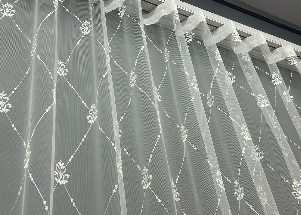 Тюль фатин с вышивкой и люрексом Цвет молочный с золотистым 1847т Киев - изображение 7