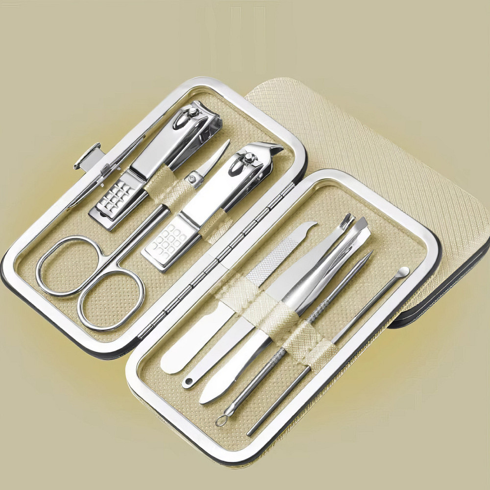 Набор инструментов для маникюра и педикюра в кейсе,пинцет,пилочка,ножницы в наборе 8 шт, цвет бежевый Каменец-Подольский - изображение 1