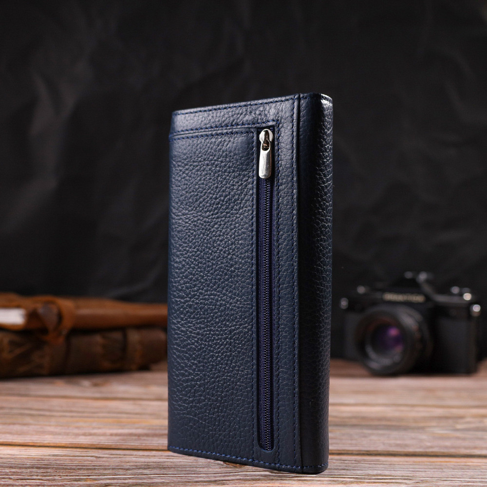 Жіночий стильний гаманець із зручним функціоналом шкіряний CANPELLINI 21725 Синій Київ - фото 7