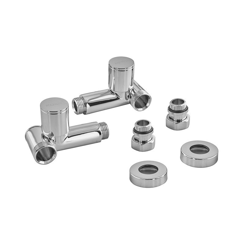 Комплект кранів для рушникосушки кутовий Koer KR.SET.551 - M1/2''xM1/2'' під ТЕН хромований   ( 16299 ) Харків - фото 4
