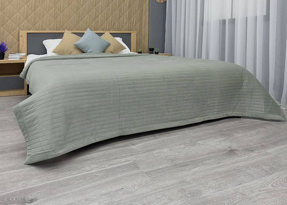 Покривало велюрове Кing Size 220х240 см колір болотний (85-207) Київ - фото 4