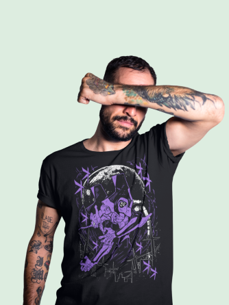 Футболка для мальчика аниме Евангелион оверсайз (рост от 165 до 180 ) Черний AnimeJ0575m Днепр