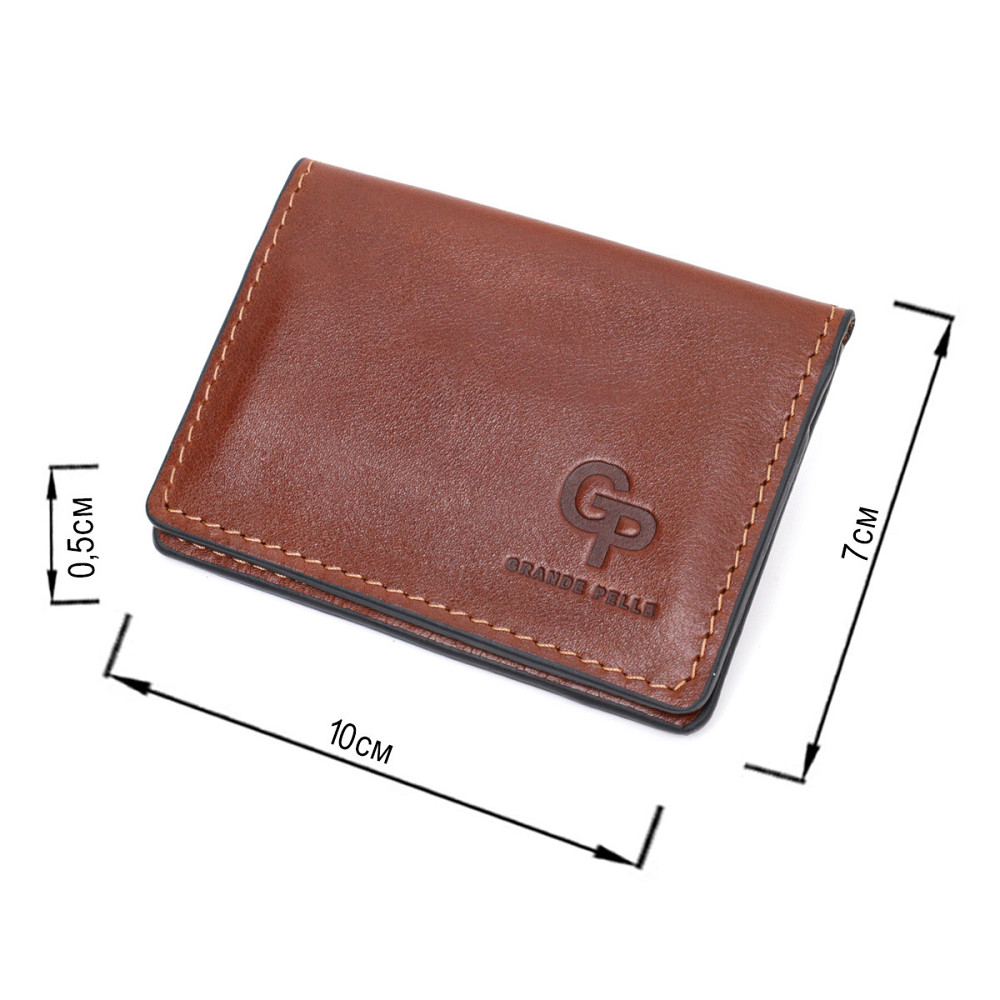 Шкіряна невелика візитниця Коричневий (GRANDE PELLE) Київ - фото 7