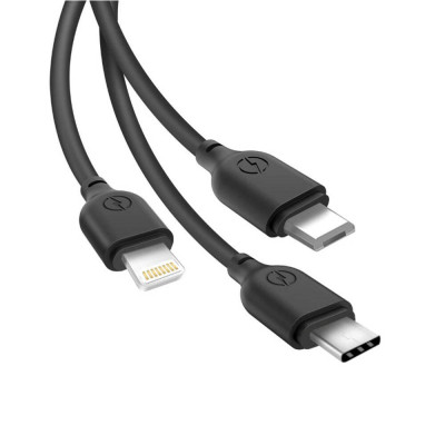 Дата кабель USB 2.0 AM to Lightning + Micro 5P + USB-C 1.0m 2.1A black XO (NB103-3in1-1-BK) Винница - изображение 3