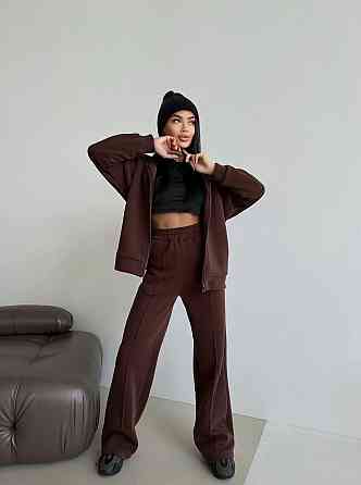 Женский теплый прогулочный костюм двойка: брюки + зип-худи трехнитка на флисе Одесса