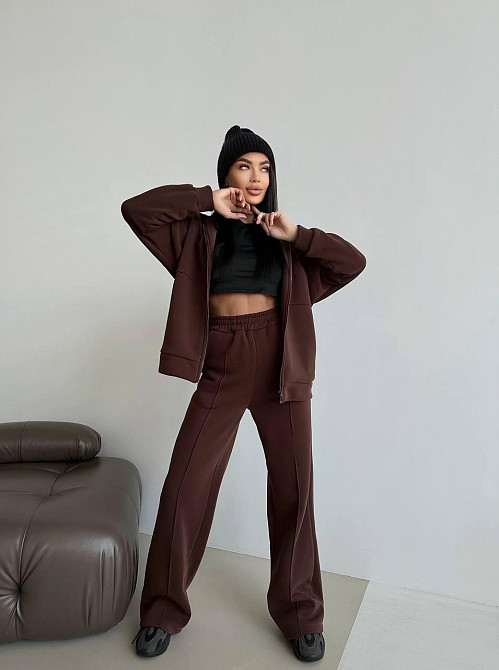 Женский теплый прогулочный костюм двойка: брюки + зип-худи трехнитка на флисе Одесса - изображение 5